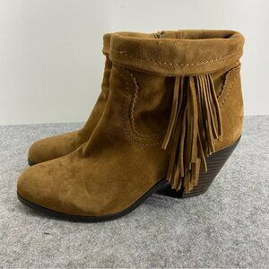 Sam Edelman Brown Suede Fringe-Trimmed Ankle Boot Bootie Women’s Size 7M
